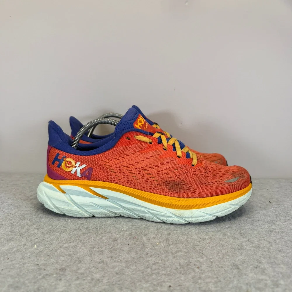 Hoka Clifton 8 Womens Shoes Size 7.5 Flame Blue Glass Running Shoes 1119394 FBLN